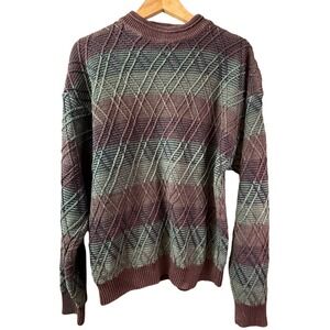 Reunion Menswear Diamond Pattern Knit Sweater Pullover Size M Eclectic Grandpa
